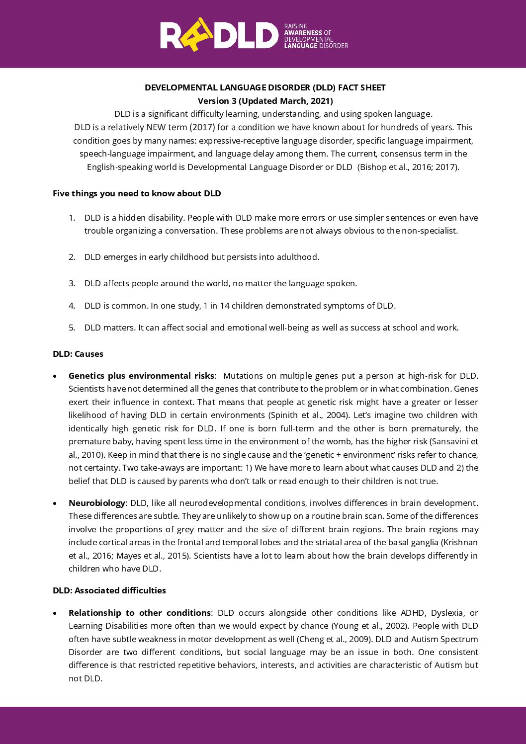 DLD Fact Sheet