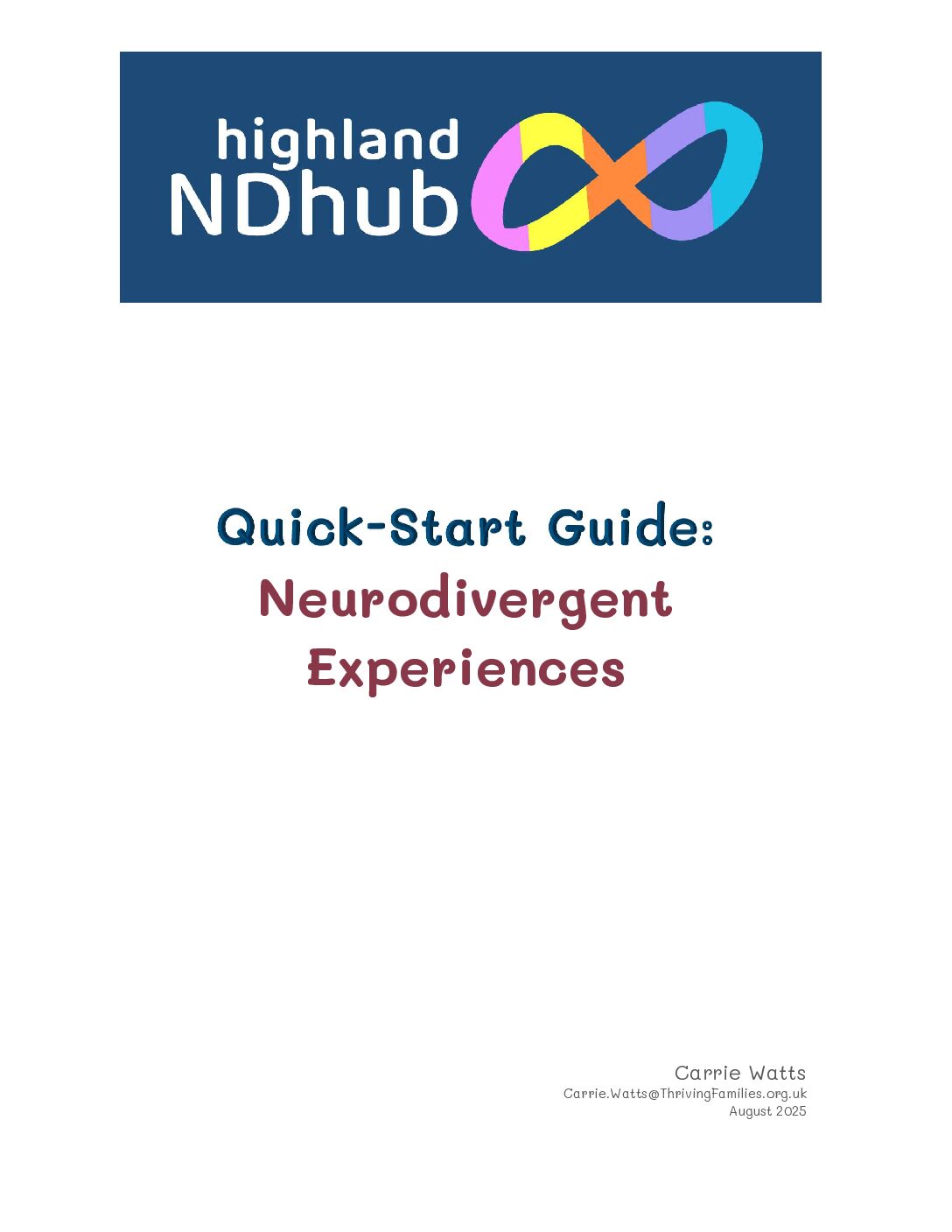 QSG: Neurodivergent Experiences by Highland ND Hub